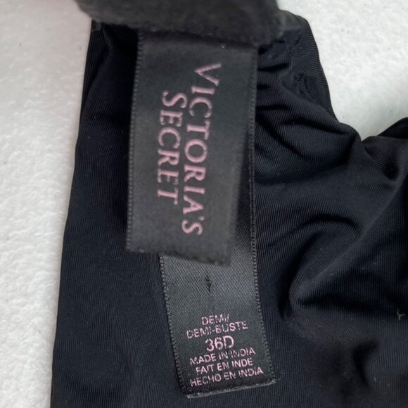 Victoria's Secret 36D Black Demi Bust Bra Lined Underwire Adjustable Straps - Picture 11 of 14